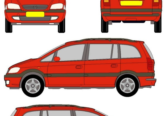 Opel Zafira (Опель Зафира) - чертежи (рисунки) автомобиля